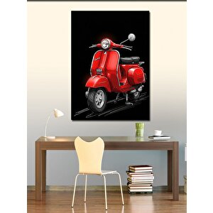 Kanvas Tablo Kırmızı Vespa Ve Retro Şıklık 100x140 cm