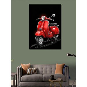 Kanvas Tablo Kırmızı Vespa Ve Retro Şıklık 100x140 cm