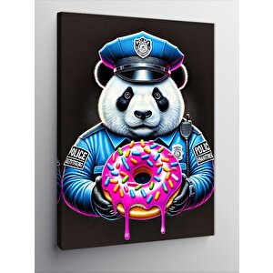 Kanvas Tablo Donut Tutan Polis Panda 70x100 cm