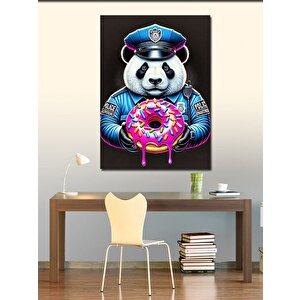 Kanvas Tablo Donut Tutan Polis Panda 70x100 cm