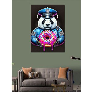 Kanvas Tablo Donut Tutan Polis Panda 50x70 cm