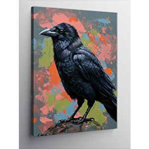 Kanvas Tablo Siyah Karga Ve Renkler 70x100 cm