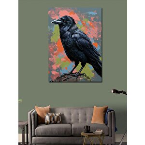 Kanvas Tablo Siyah Karga Ve Renkler 70x100 cm