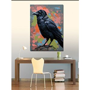 Kanvas Tablo Siyah Karga Ve Renkler 100x140 cm