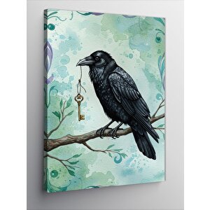 Kanvas Tablo Dalda Oturan Siyah Karga 50x70 cm