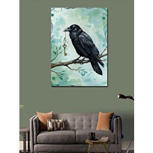 Kanvas Tablo Dalda Oturan Siyah Karga 70x100 cm