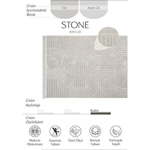 Stone 1090 Gri Kaymaz Taban Koridor Halısı Kesme Yolluk Mutfak Halısı Modern Salon Halısı 200x250 cm