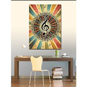 Kanvas Tablo Müzikal Anahtar Ve Işık Patlaması 70x100 cm