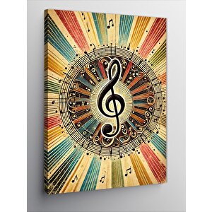 Kanvas Tablo Müzikal Anahtar Ve Işık Patlaması 50x70 cm
