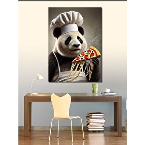 Kanvas Tablo Pizza Şefi Panda Ve Mizahi Yaratıcılık 50x70 cm