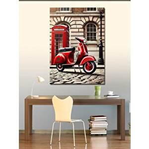 Kanvas Tablo Retro Vespa Ve Telefon Kulübesi 50x70 cm