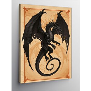 Kanvas Tablo Kara Ejderha Çizimi 100x140 cm
