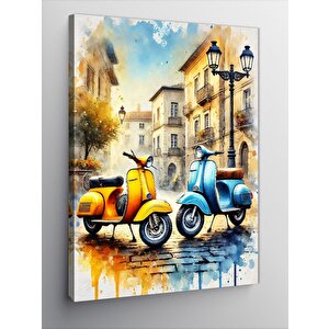 Kanvas Tablo Renkli Vespa Sokakları 100x140 cm