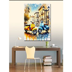 Kanvas Tablo Renkli Vespa Sokakları 100x140 cm