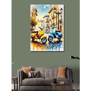 Kanvas Tablo Renkli Vespa Sokakları 100x140 cm