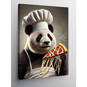 Kanvas Tablo Pizza Şefi Panda Ve Mizahi Yaratıcılık 100x140 cm