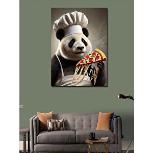 Kanvas Tablo Pizza Şefi Panda Ve Mizahi Yaratıcılık 100x140 cm