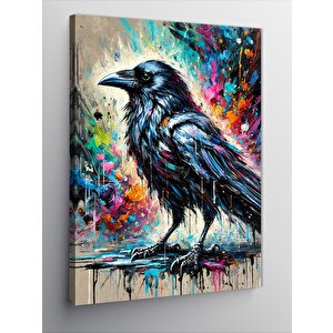 Kanvas Tablo Renkli Karga Çizimi 70x100 cm