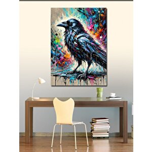 Kanvas Tablo Renkli Karga Çizimi 70x100 cm