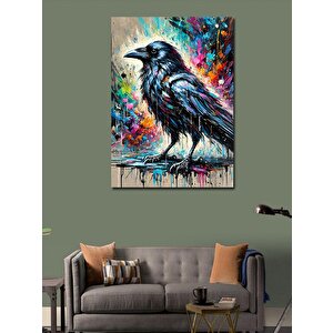 Kanvas Tablo Renkli Karga Çizimi 70x100 cm