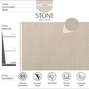 Stone 1063 Vizon Kaymaz Taban Koridor Halı Kesme Yolluk Mutfak Halısı Modern Salon Halısı 80x200 cm