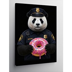 Kanvas Tablo Polis Pandası Ve Donut 70x100 cm