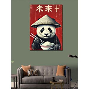 Kanvas Tablo Şapkalı Panda Ve Pilav 70x100 cm