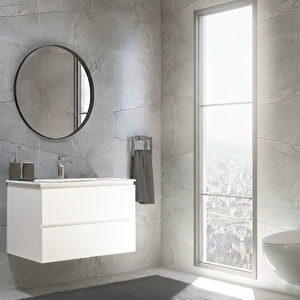 Alba Soft Aynalı 2 Çekmeceli Banyo Dolabı Beyaz 80 cm