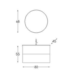 Alba Soft Aynalı 2 Çekmeceli Banyo Dolabı Beyaz 80 cm