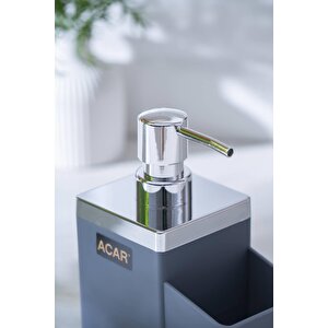 Astoria Akrilik Sünger Hazneli Sıvı Sabunluk - Gri/silver