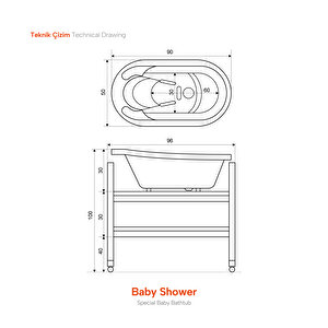 İkon Baby Shower Özel Bebek Küveti̇ 50x90 H96