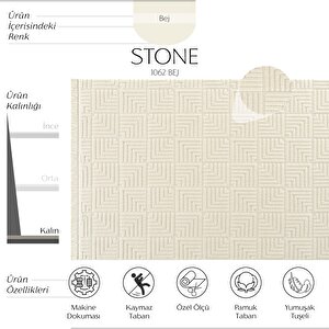 Stone 1062 Bej Kaymaz Taban Koridor Halısı Kesme Yolluk Mutfak Halısı Modern Salon Halısı 100x350 cm