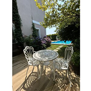 İstanbul Bahçe Balkon Çay Seti (2 Kişilik) Beyaz