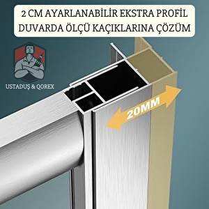 Ustaduş - Qorex Marka - 6 Mm Füme Temper Cam Duşakabin H:190 Özel Seri Krom Aksesuar.  Qorex Ki̇reç Ve Leke Önleyi̇ci̇ Dahi̇l