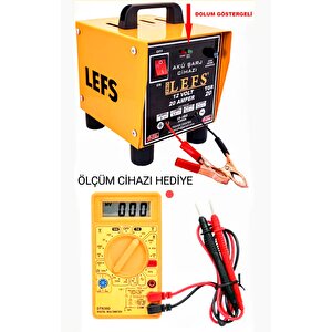 Pro Lefs Akü Şarj Ci̇hazi 12 V 20 Amper, Avometre Ölçüm Ci̇hazi Hedi̇ye