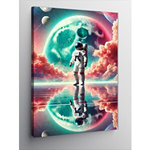 Kanvas Tablo Astronot Ve Ayışığı Yansıması 100x140 cm