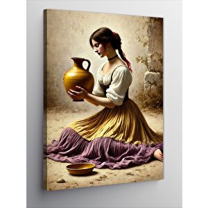 Kanvas Tablo Toprak Testi Ve Geleneksel Kadın 50x70 cm