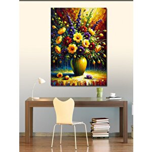 Kanvas Tablo Renkli Çiçek Vazosu 50x70 cm