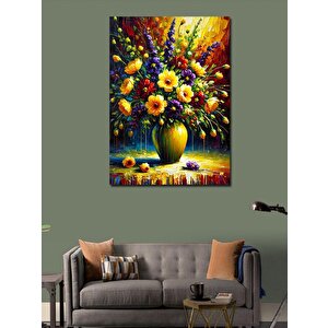 Kanvas Tablo Renkli Çiçek Vazosu 50x70 cm