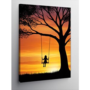 Kanvas Tablo Salıncakta Güneş Batımı Manzarası 100x140 cm