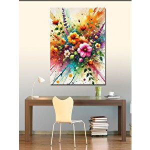 Kanvas Tablo Renk Patlaması Ve Çiçekler 50x70 cm