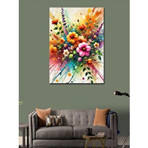 Kanvas Tablo Renk Patlaması Ve Çiçekler 50x70 cm