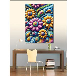 Kanvas Tablo Renkli Çiçek Dalgalanması 50x70 cm