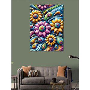 Kanvas Tablo Renkli Çiçek Dalgalanması 50x70 cm