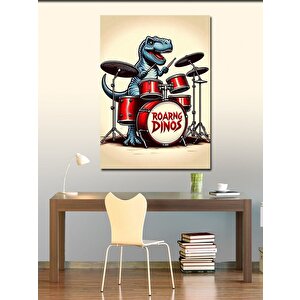 Kanvas Tablo Davul Çalan Dinozor 70x100 cm