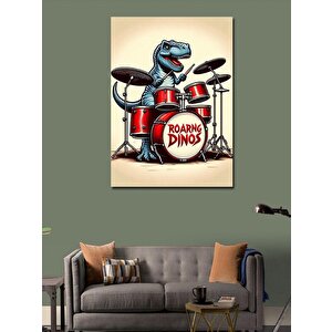 Kanvas Tablo Davul Çalan Dinozor 70x100 cm