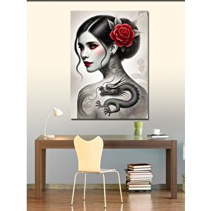 Kanvas Tablo Kırmızı Çiçekli Portre 100x140 cm