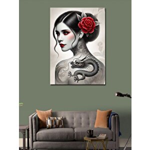 Kanvas Tablo Kırmızı Çiçekli Portre 100x140 cm
