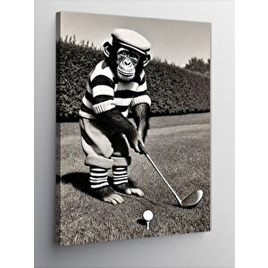 Kanvas Tablo Golf Oynayan Maymun 50x70 cm