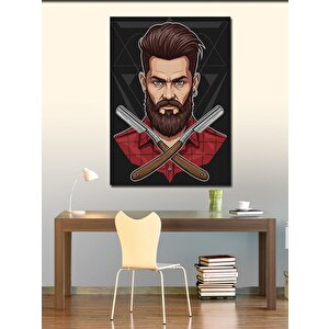 Kanvas Tablo Berber Ve Çapraz Bıçak Figürü 100x140 cm